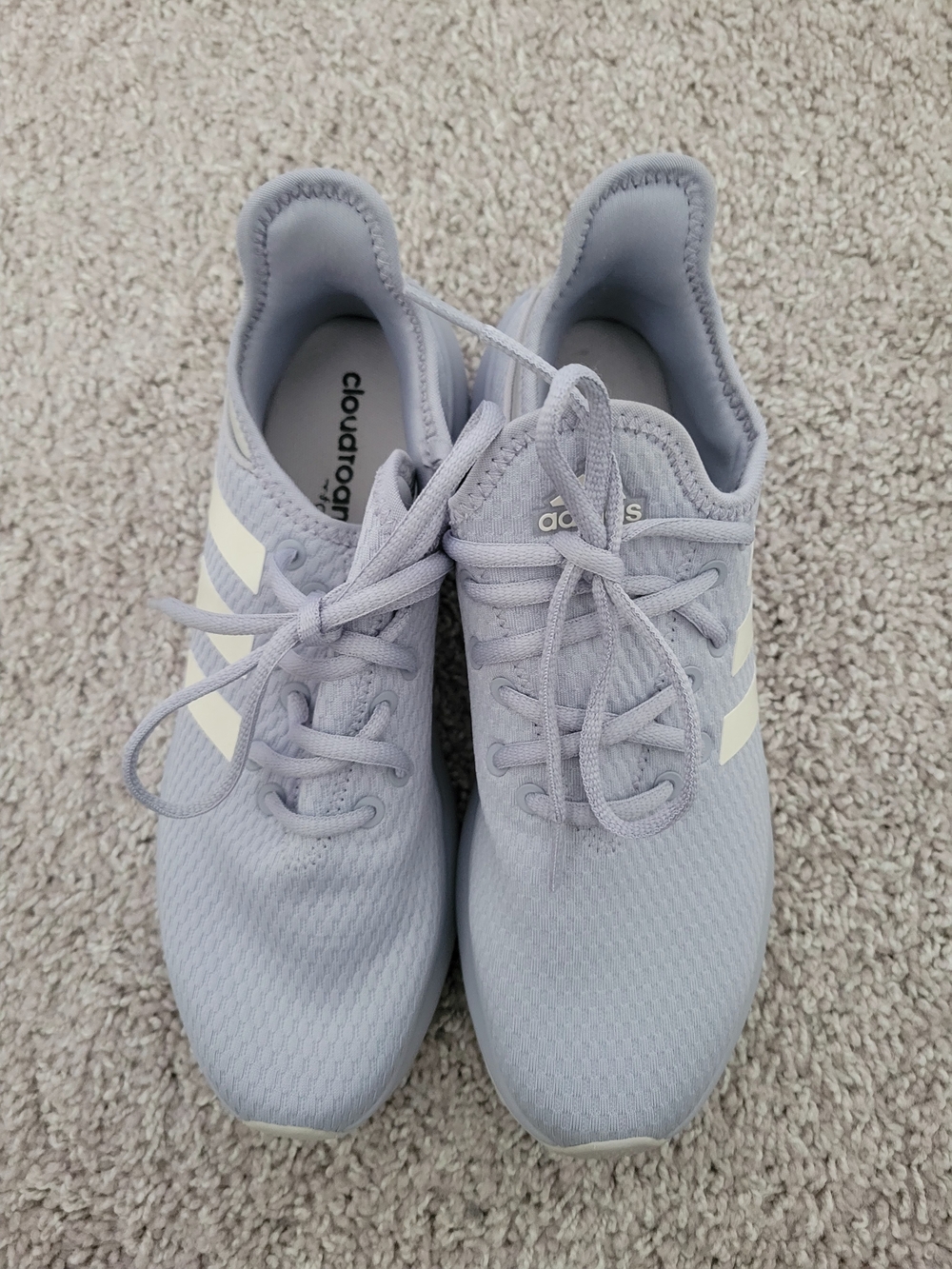 Ladies Adidas Cloudfoam Pastel Gray Lace-Up Sneakers